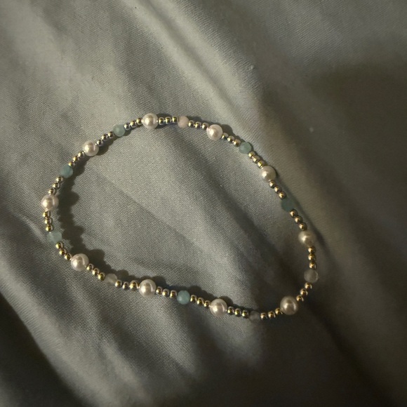 enewton Jewelry - Gold Bead Bracelet with Pearlescent and Light Blue Accents Enewton